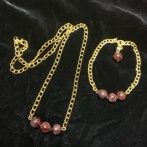 Gorgeous garnet bar necklace/ bracelet set